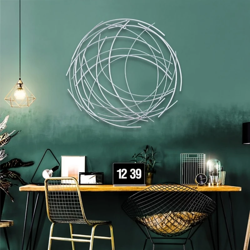 Silver Metal Wire Abstract Wall Plaque