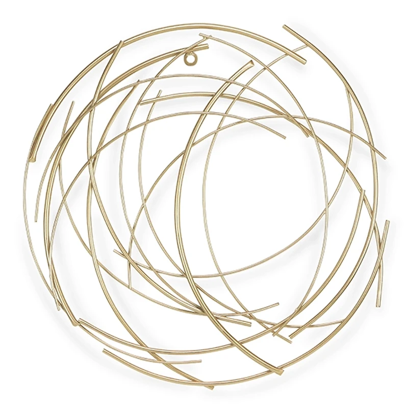 Gold Metal Wire Abstract Wall Plaque