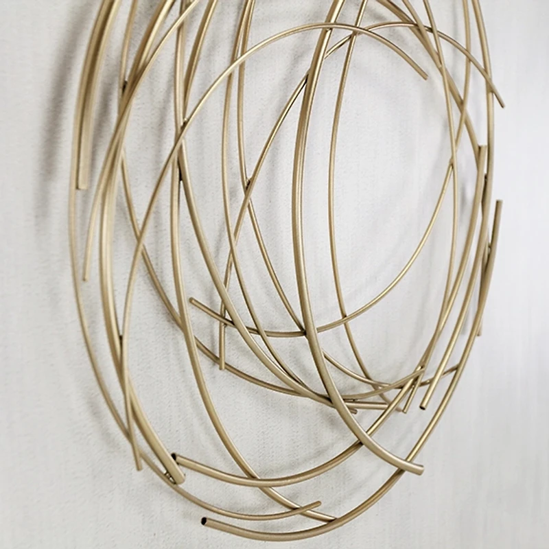Gold Metal Wire Abstract Wall Plaque