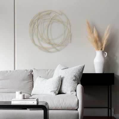 Gold Metal Wire Abstract Wall Plaque