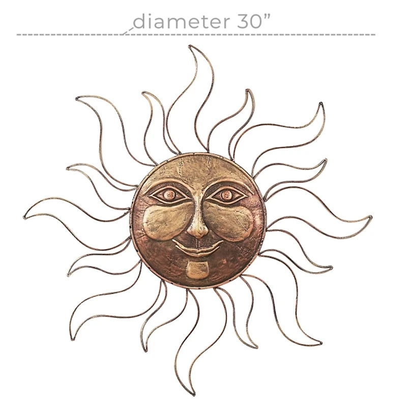 Brass Sun Metal Outdoor Wall Plaque