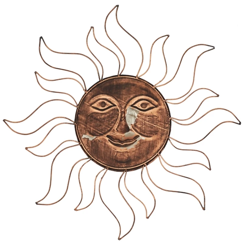 Brass Sun Metal Outdoor Wall Plaque
