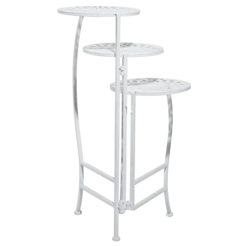 White Metal 3-Tier Plant Stand