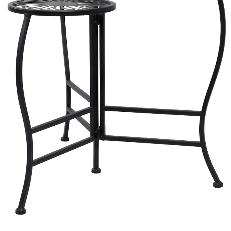 Black Metal Floral 3-Tier Plant Stand