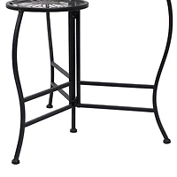 Black Metal Floral 3-Tier Plant Stand
