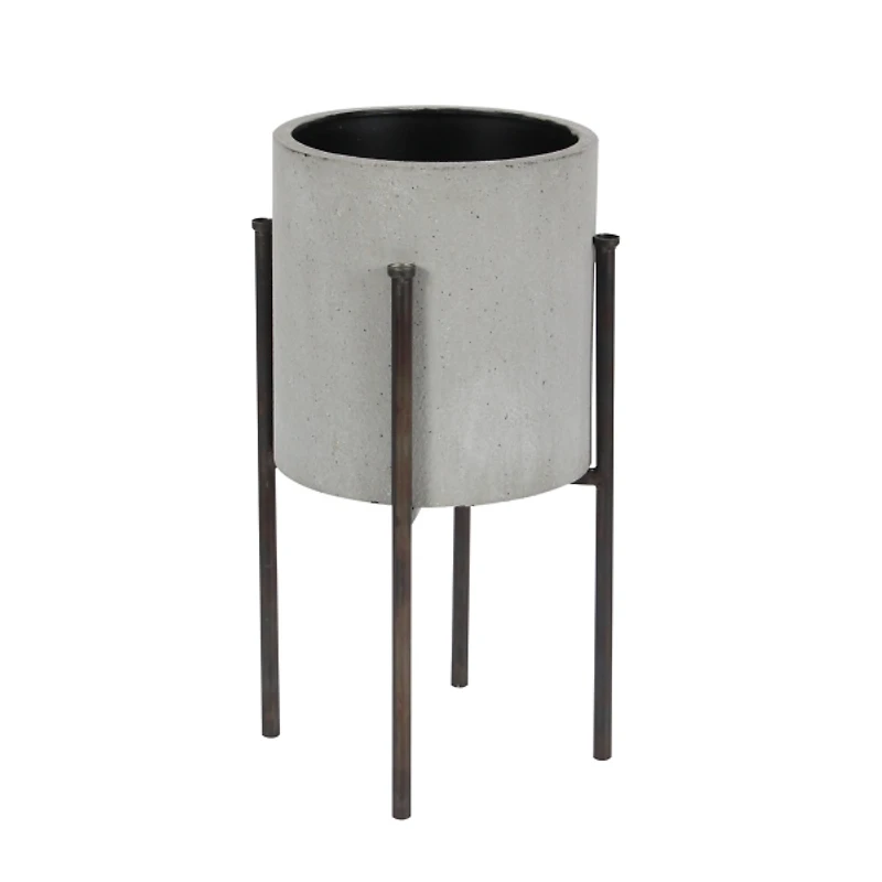 Gray and Black Solid Iron Plant Stands, Set of 2