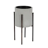 Gray and Black Solid Iron Plant Stands, Set of 2