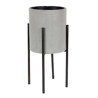Gray and Black Solid Iron Plant Stands, Set of 2