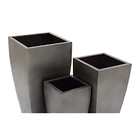 Light Gray Metal Round Tapered Planters, Set of 3