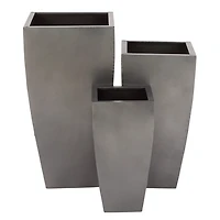 Light Gray Metal Round Tapered Planters, Set of 3
