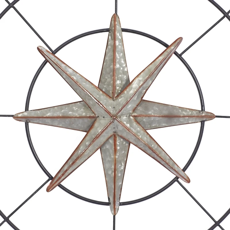 Silver Compass Rose Outdoor Plaque