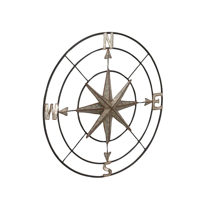 Silver Compass Rose Outdoor Plaque