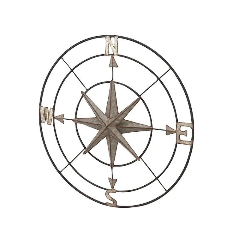 Silver Compass Rose Outdoor Plaque