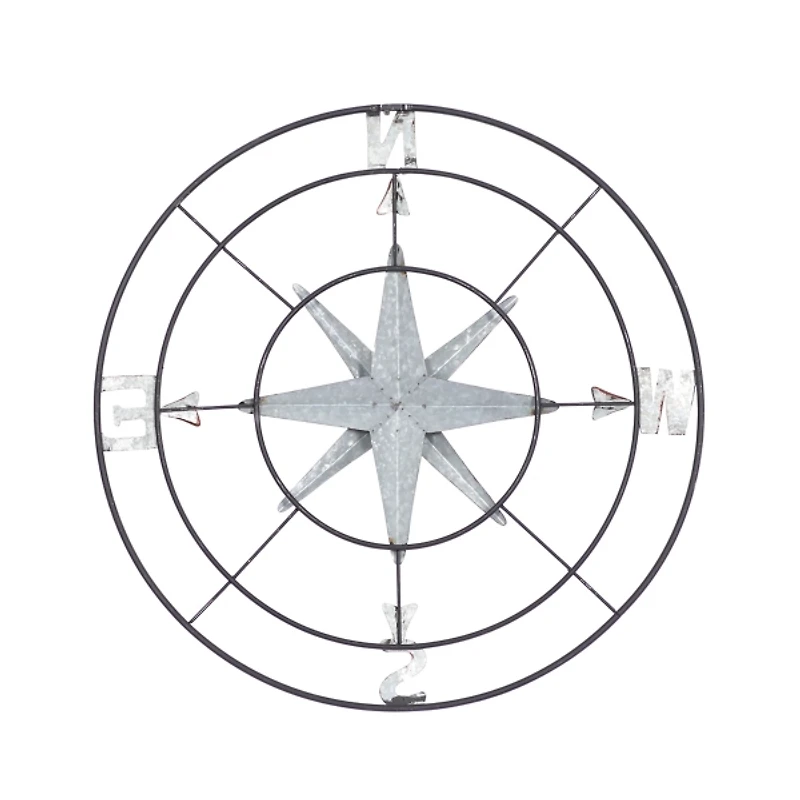 Silver Compass Rose Outdoor Plaque