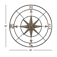 Silver Compass Rose Outdoor Plaque