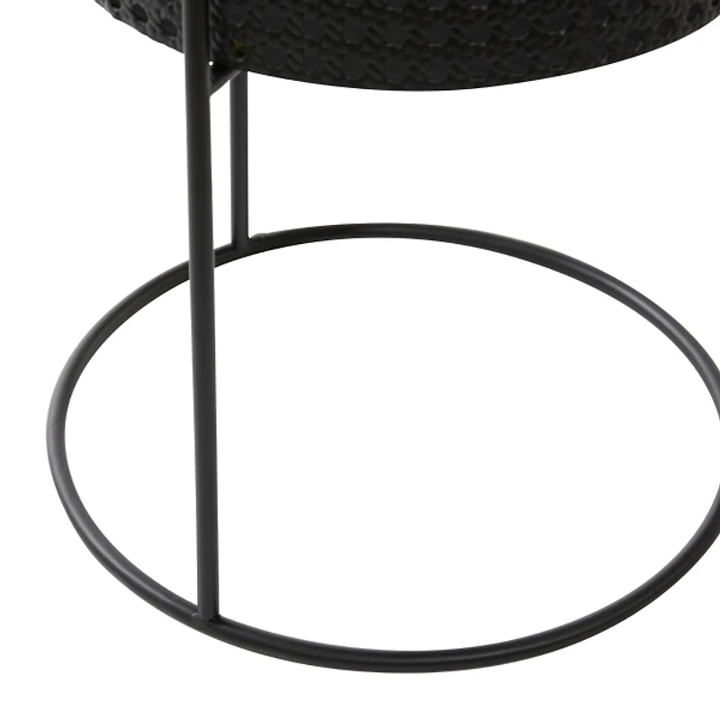 Black Metal Basket Weave Planters, Set of 3