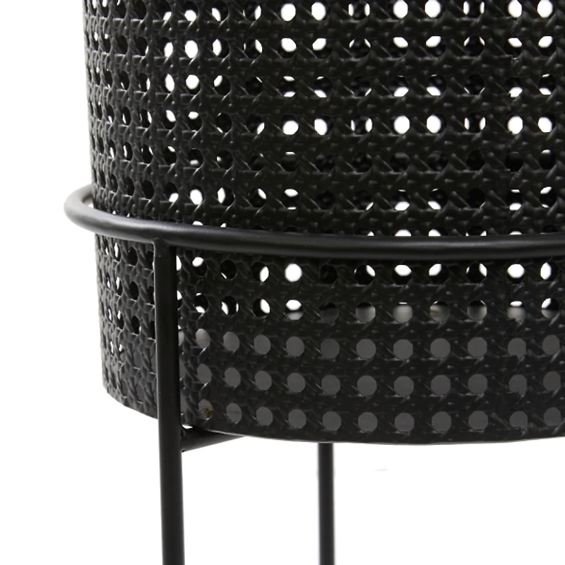 Black Metal Basket Weave Planters, Set of 3