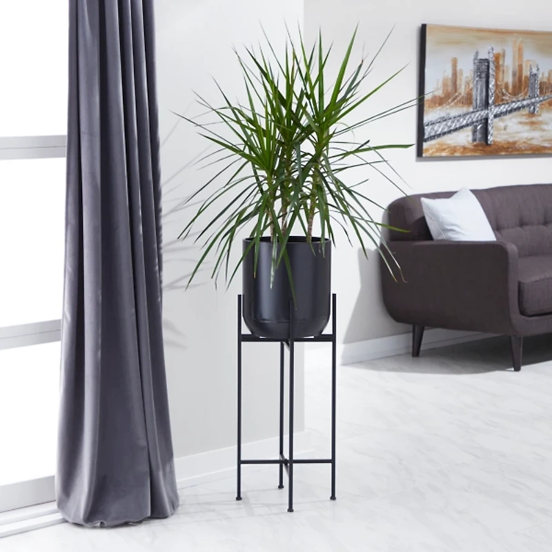 Black Metal Dome Planter with Stand, 36 in.