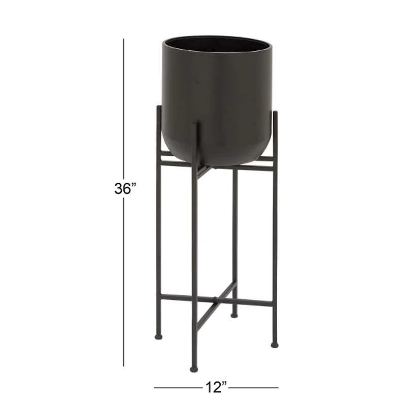 Black Metal Dome Planter with Stand, 36 in.