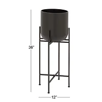 Black Metal Dome Planter with Stand, 36 in.