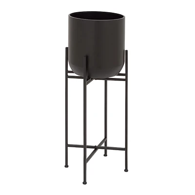 Black Metal Dome Planter with Stand, 36 in.