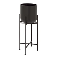 Black Metal Dome Planter with Stand, 36 in.