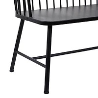 Black Metal Slatted Back Outdoor Bench