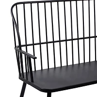 Black Metal Slatted Back Outdoor Bench
