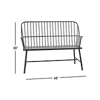 Black Metal Slatted Back Outdoor Bench