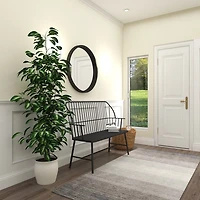 Black Metal Slatted Back Outdoor Bench