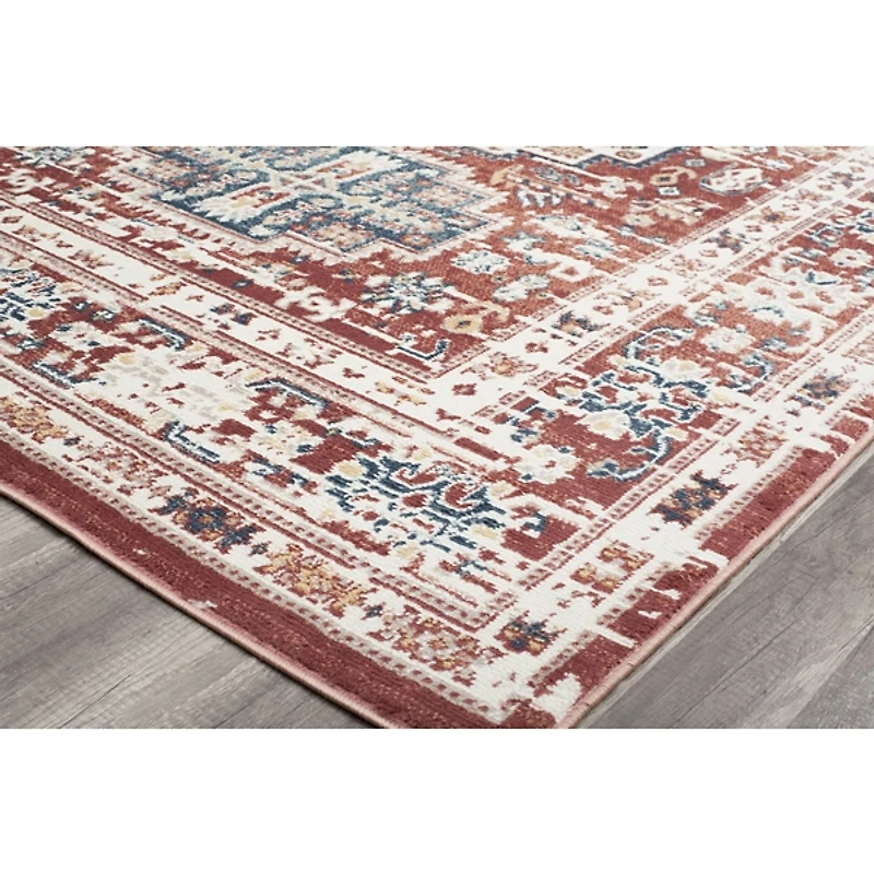 Dark Terra Cotta Bordered Area Rug, 8x10