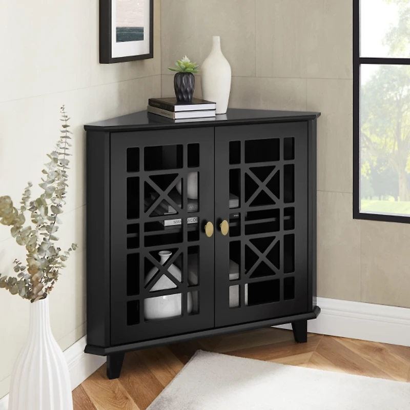 Mikie Black Corner Cabinet