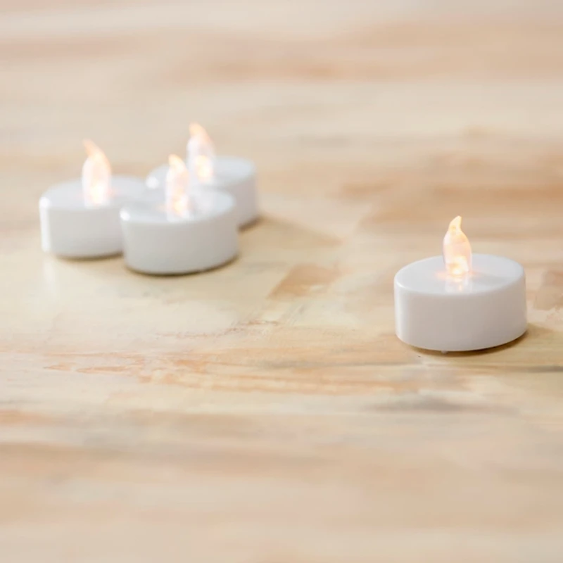 White LED Warm Light Tealight Candles, Set of 4