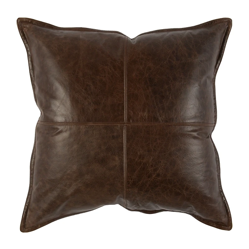 Cocoa Brown Oversized Leather Pillow, 22 in.