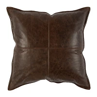 Cocoa Brown Oversized Leather Pillow, 22 in.