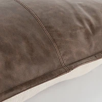 Cocoa Brown Distressed Leather Lumbar Pillow