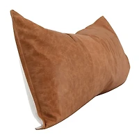 Chestnut Distressed Patina Leather Lumbar Pillow