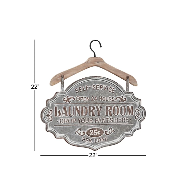 Gray Metal Laundry Room Wall Plaque