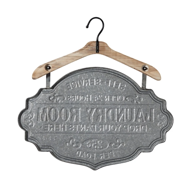 Gray Metal Laundry Room Wall Plaque
