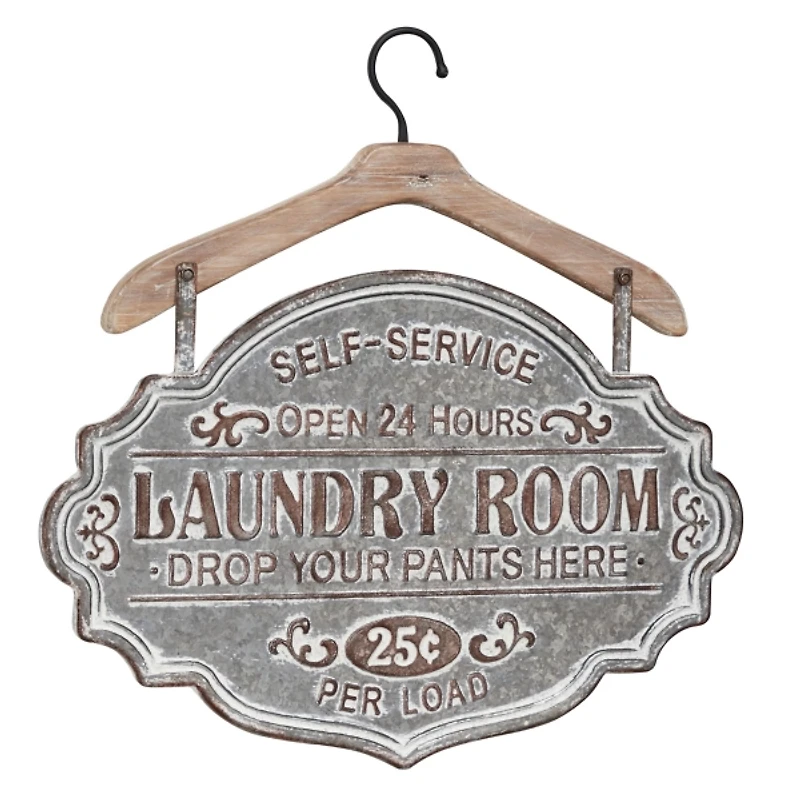Gray Metal Laundry Room Wall Plaque