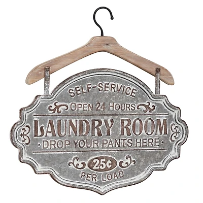 Gray Metal Laundry Room Wall Plaque