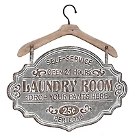 Gray Metal Laundry Room Wall Plaque