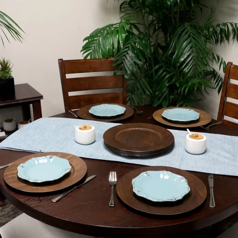 Natural Faux-Wood Charger Plates, Set of 12