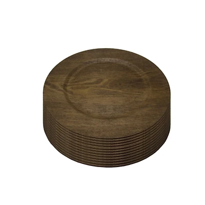 Natural Faux-Wood Charger Plates, Set of 12
