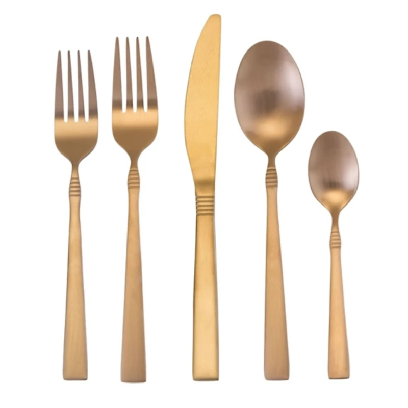 Matte Rose Gold Rounded 20-pc. Flatware Set