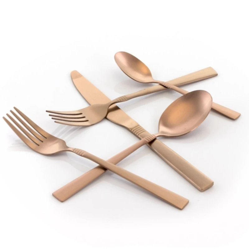 Matte Rose Gold Rounded 20-pc. Flatware Set