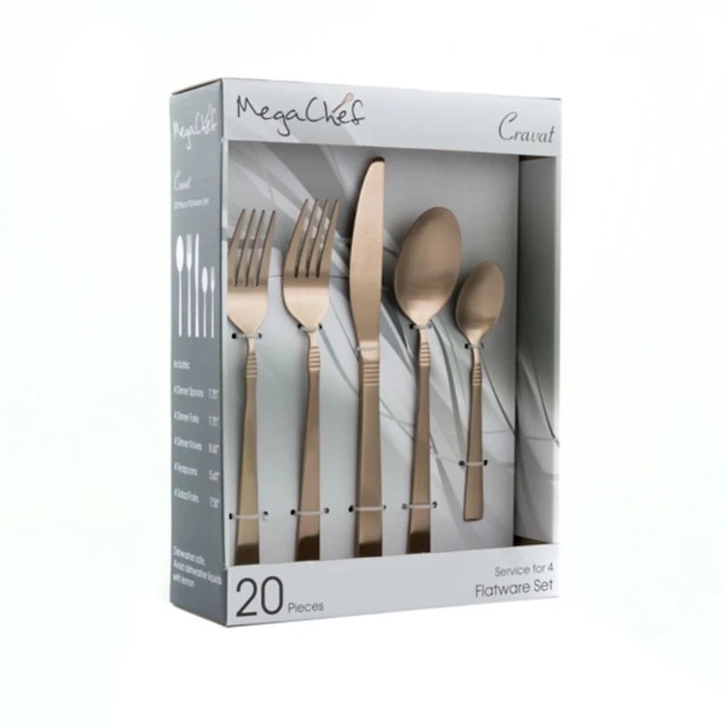 Matte Rose Gold Rounded 20-pc. Flatware Set