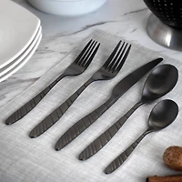 Matte Black Steel Diagonal 20-pc. Flatware Set