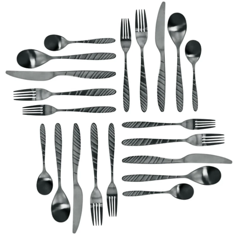 Matte Black Steel Diagonal 20-pc. Flatware Set