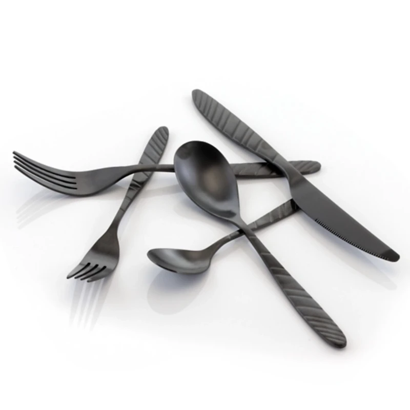 Matte Black Steel Diagonal 20-pc. Flatware Set